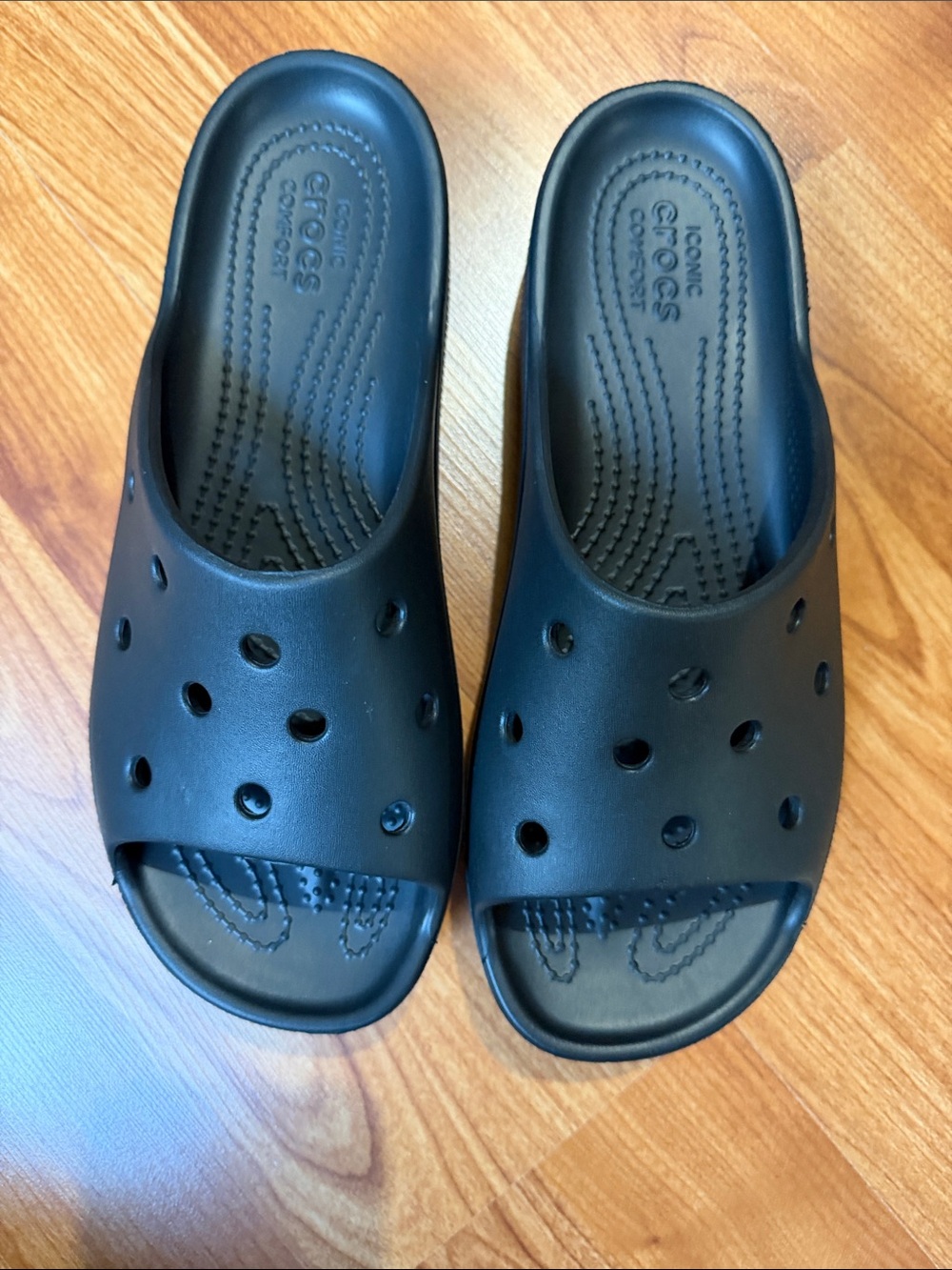 Women’s Black Slip-On Slide Crocs Sandals - Picture 7 of 12
